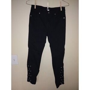 Venus Black Embellished Studded Jeans Cropped Slim Fit Women's Size 8
